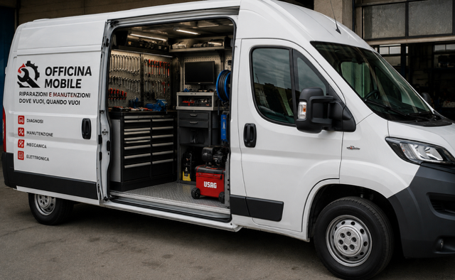 Furgone officina mobile MobilWorkShop pronto per l'intervento